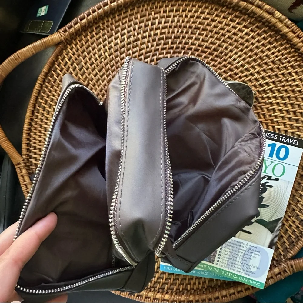 DOLCE & GABBANA Beauty Chocolate Brown Vegan Leather Zip Pocket Cosmetic Pouch